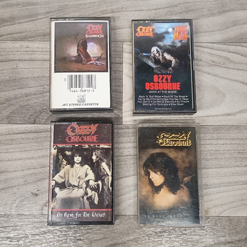 4 Lot Ozzy Osbourne Cassettes Bark At The Moon Blizzard Of Ozzy No Rest No More